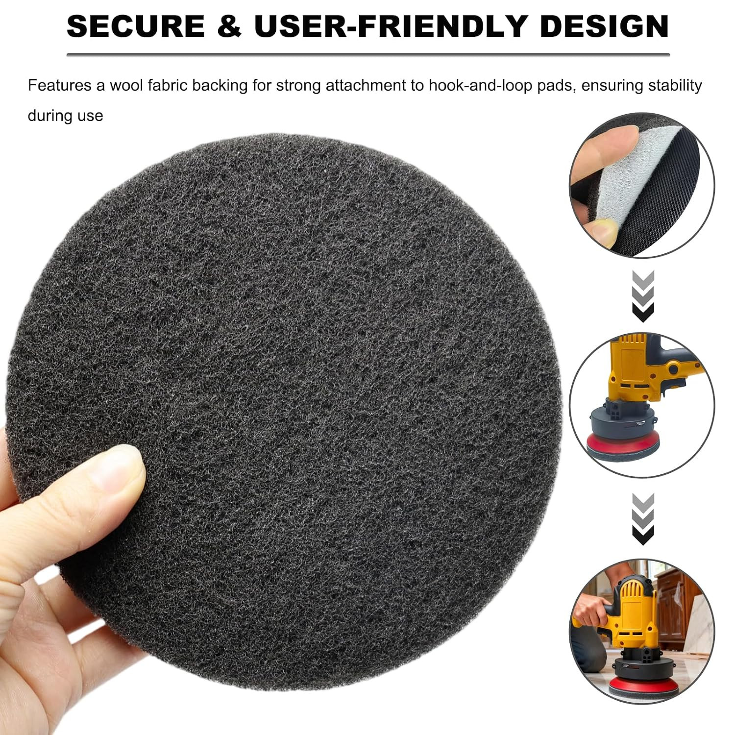 10 Pack 6 Inch 800 Grit Multipurpose Grey Scrubber Scouring Pads Flocking Scuff