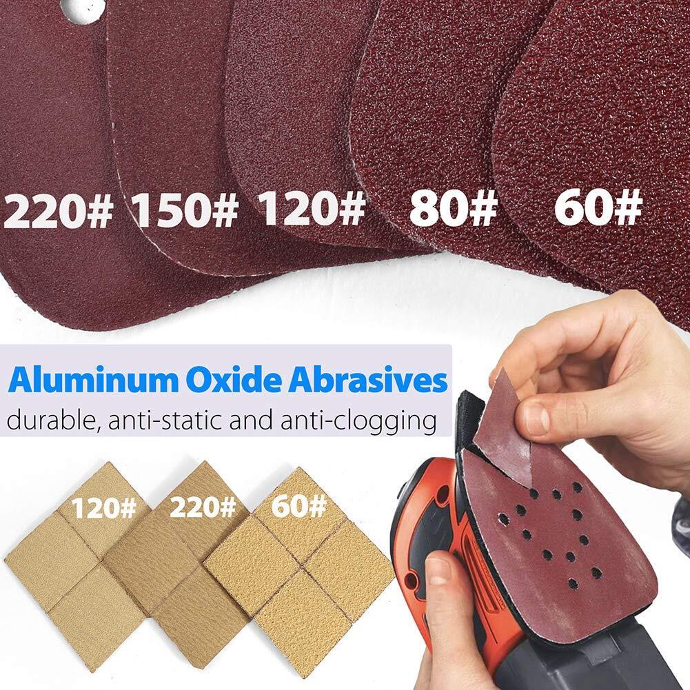 62PC Mouse Sanding Pads 60-240 Grit Sandpaper for Black and Decker Detail Sander