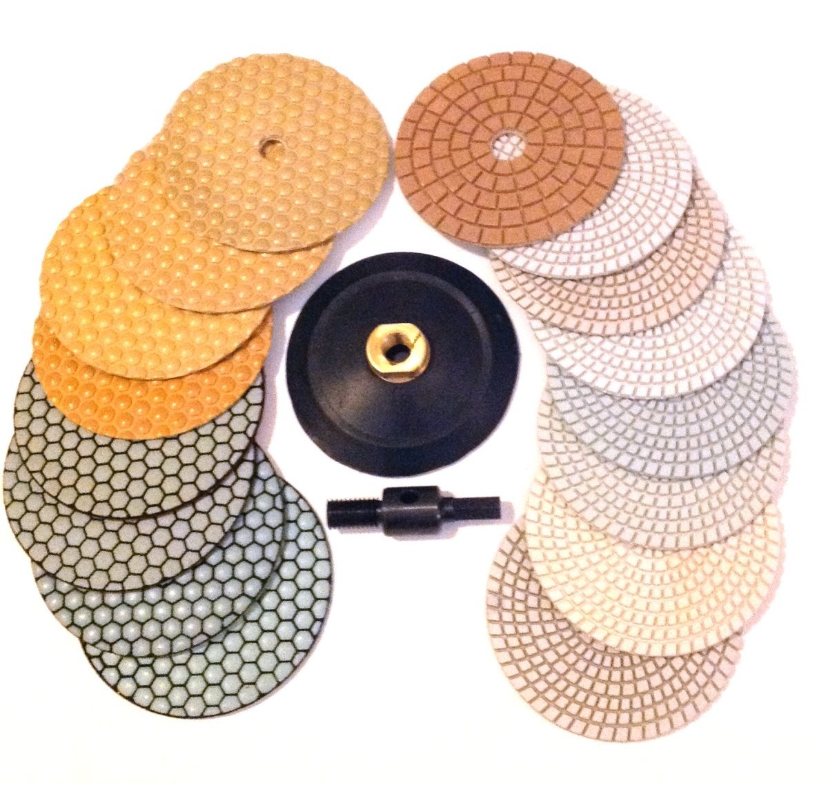 5 inch Diamond Polishing Pads Wet/Dry Granite Marble Stone Quartz Concrete 18pc