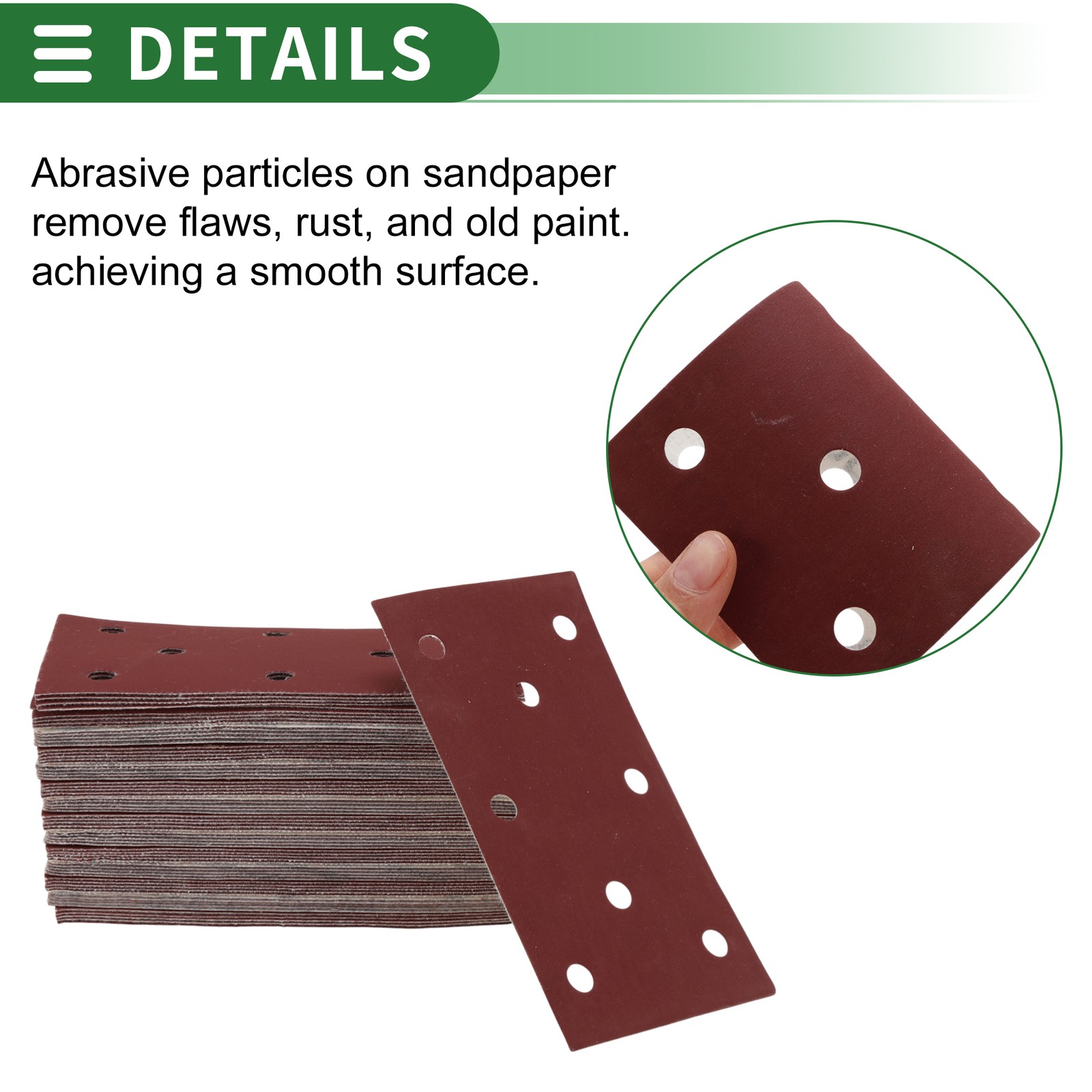 70 Pcs Sandpaper 8 Hole 600 Grit 180x95mm Aluminum Oxide Red