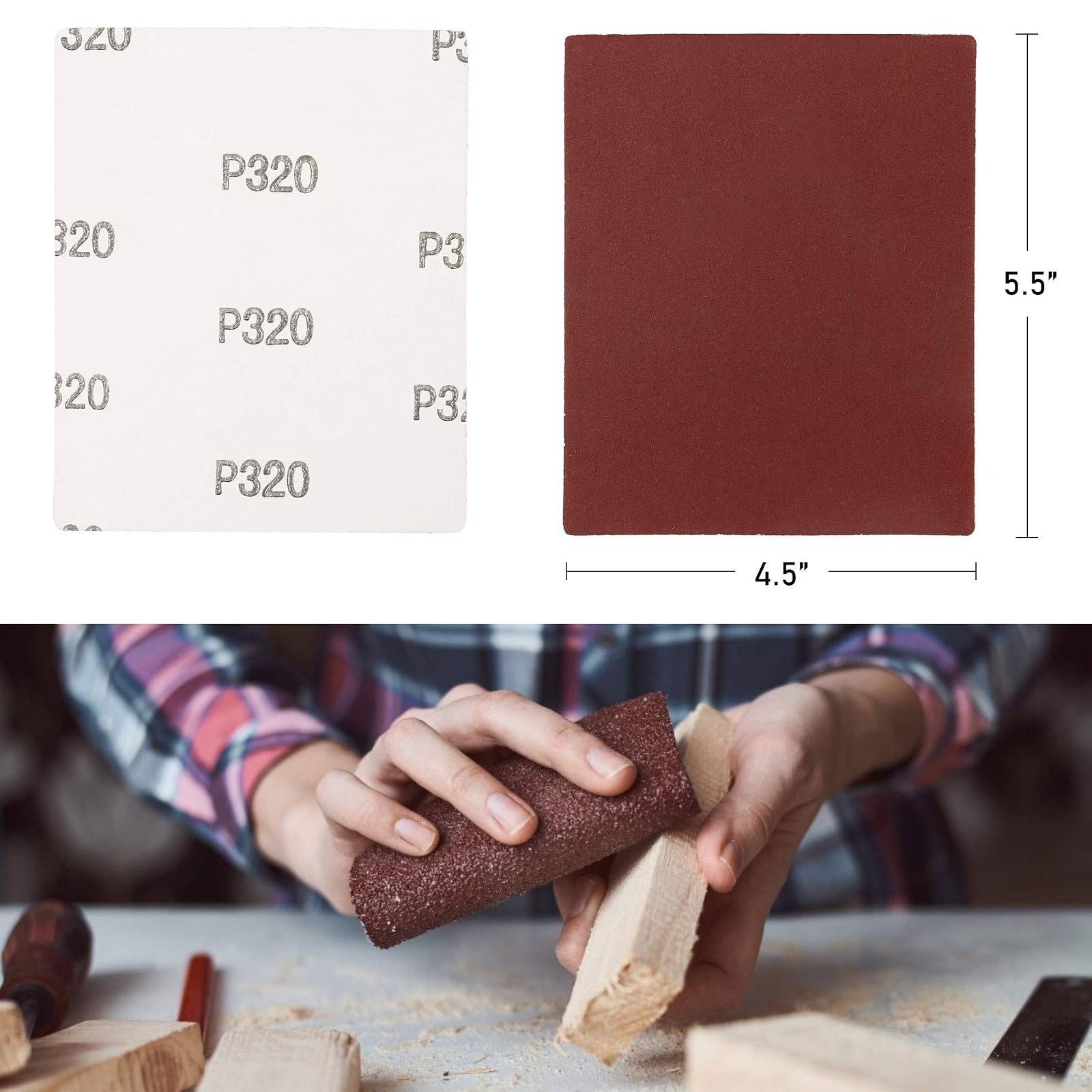 LotFancy 1/4 Sheet Sandpaper Assortment – 50PCS Various Grits