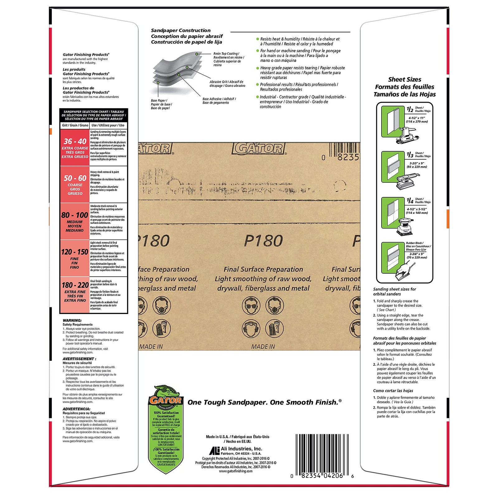 180 Grit Brown Sandpaper Sheets 25 Count Aluminum Oxide for Wood Metal and More