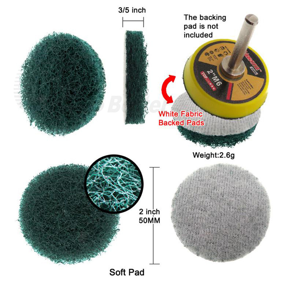 2″ 3″ 4″ Scouring Pad Hook & Loop Abrasive Cleaning Pad 240-3000 Grit Polishing
