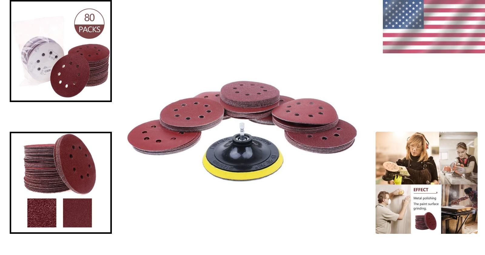 Mixed Grit Sanding Discs Kit – 80 Pieces, 5 Inches with Efficient Dust Control