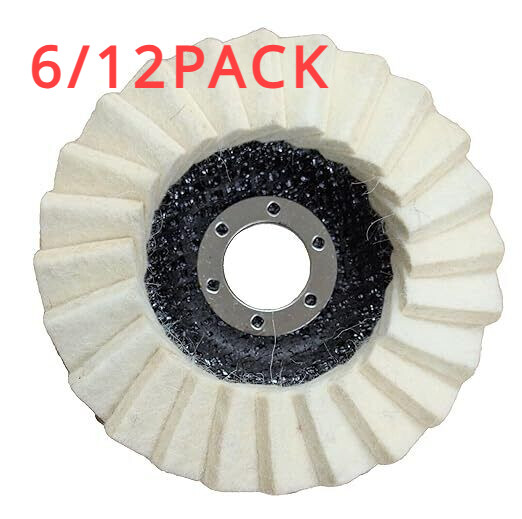 6/12 PACK 4.5/5in Felt Flap Disc Wool Polishing Buffing Wheel Pad for Metal