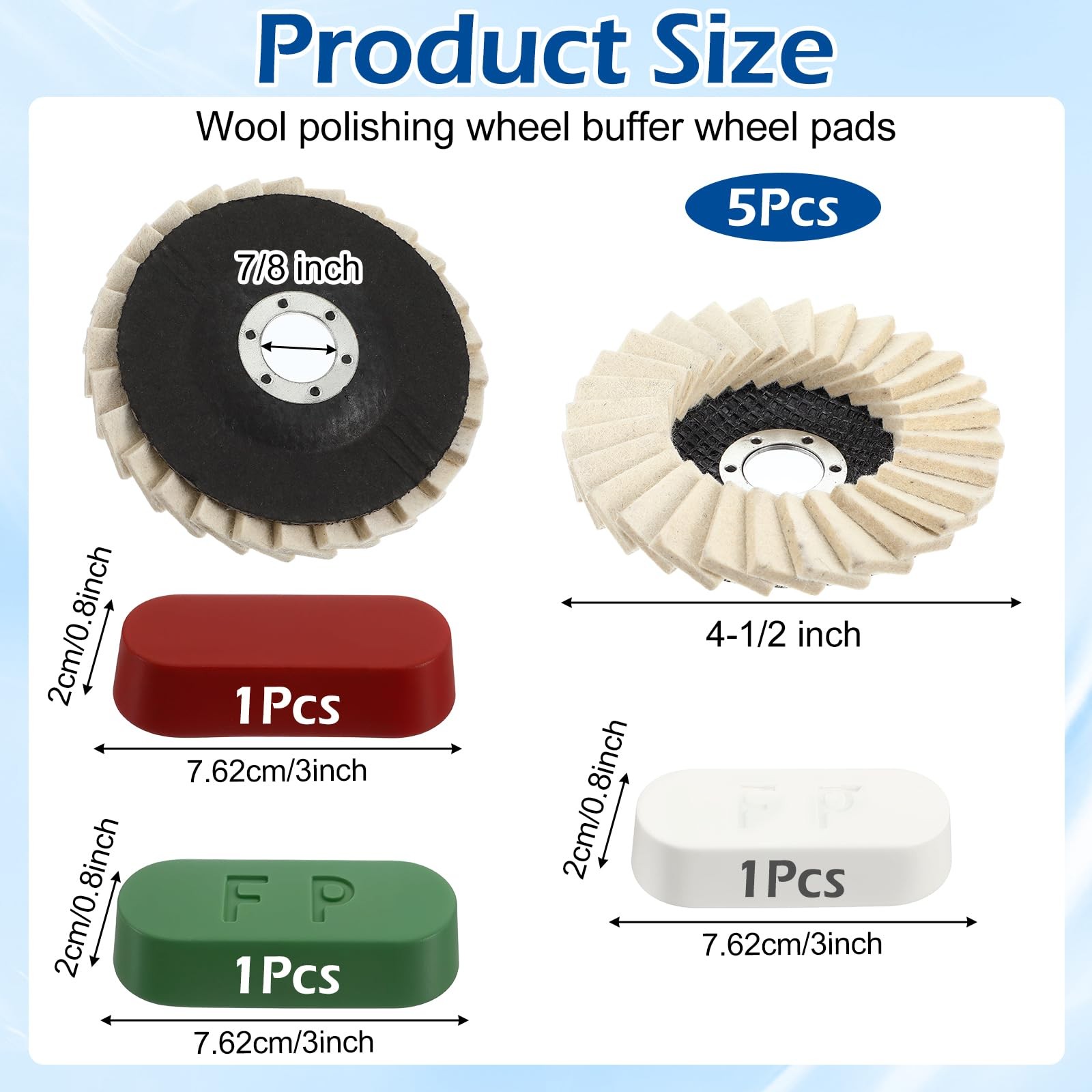 8 Pcs Wool Polishing Wheel Disc and Polishing Compounds Set Includes 5 Thicke…
