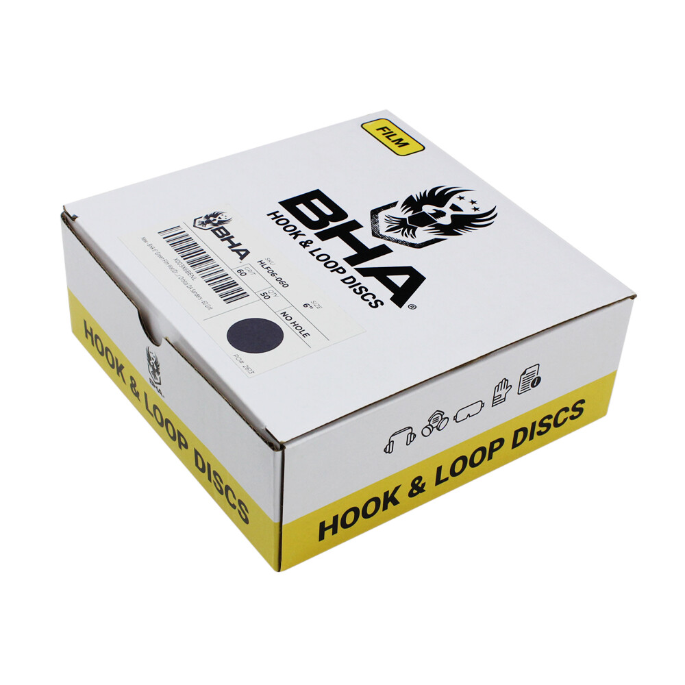 BHA 6″ Green Film Hook & Loop Sanding Discs, Wet/Dry Orbital Sandpaper – 50 Pack