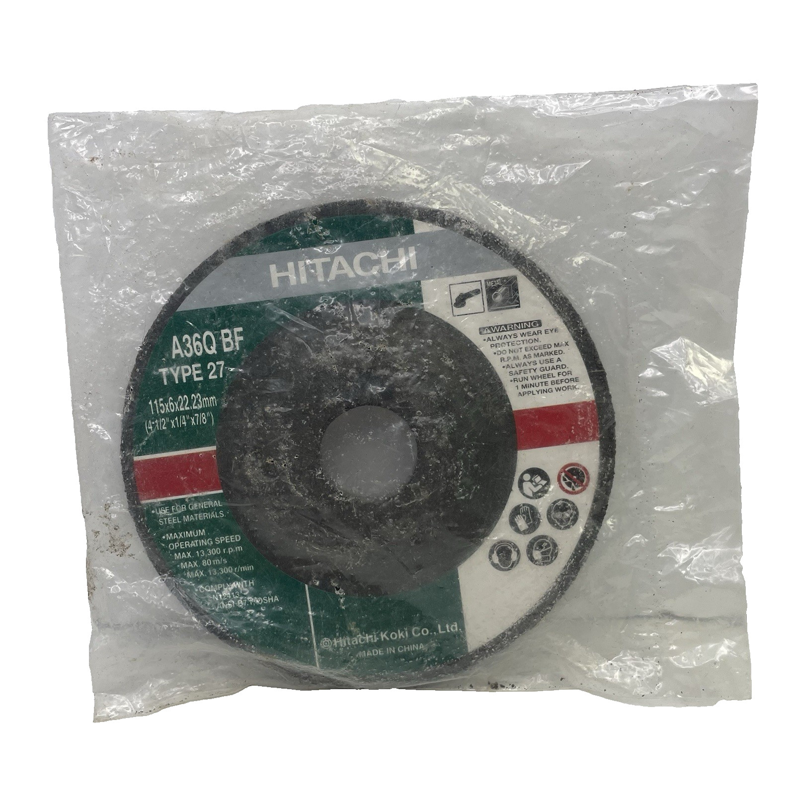 Grinding Wheel 4-1/2″ x 1/4″ x 7/8″ – Hitachi A36Q-BF Type 27 – UNOPENED