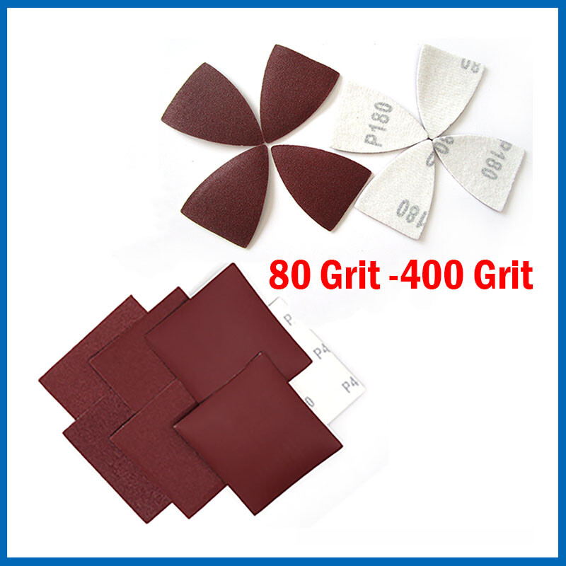 Triangle ＆ Square Sanding Discs Sandpaper Hook and Loop Pads 80-400 Grit