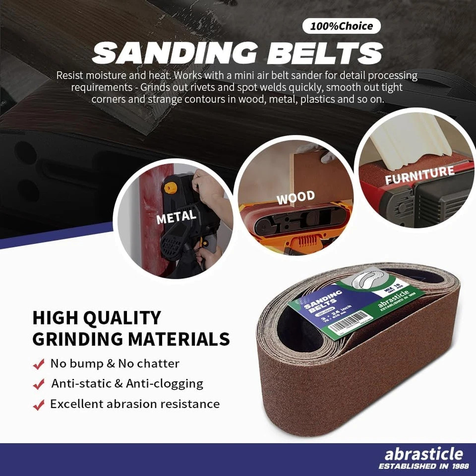 18 Pcs 3 X 24 Inch Assorted Aluminum Oxide Sanding Belt – 60/80/120/150/240/400