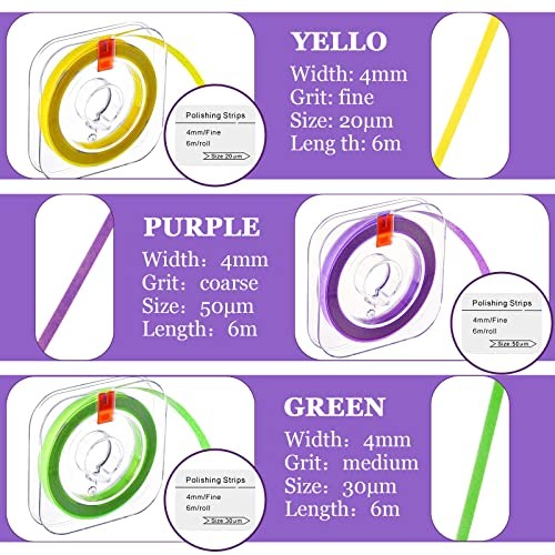Dental Polishing Strips Tooth File 3 Rolls Multi Color Coarse, Fine, Medium
