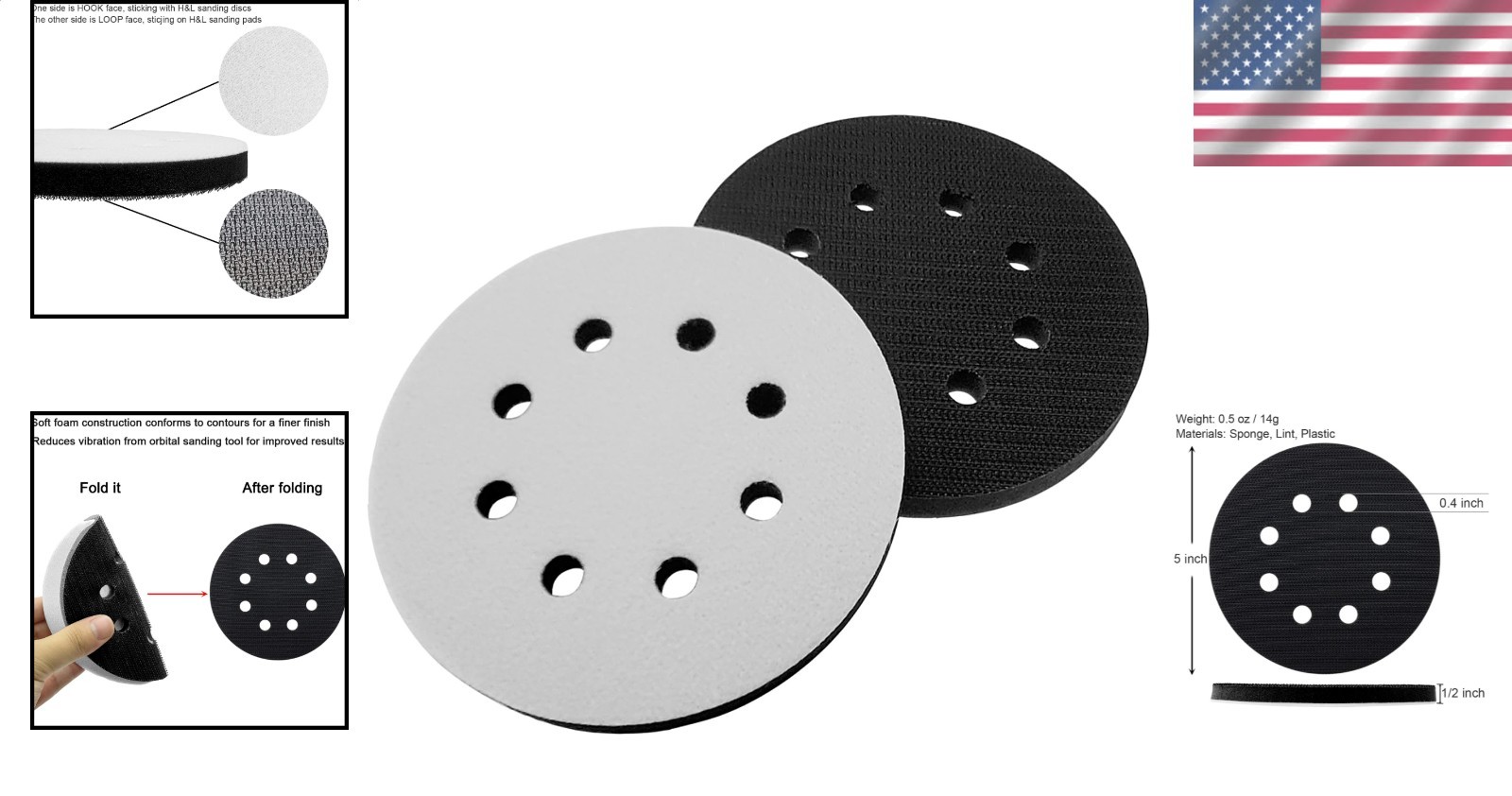 5 Inch 8 Hole Orbital Sander Backing Pad Foam Soft Interface