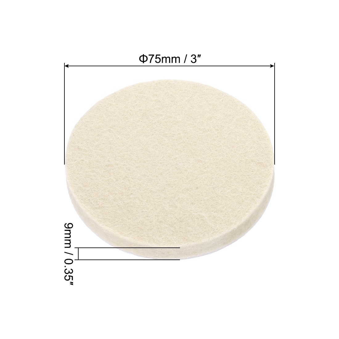 3-Inch Wool Polishing Pad Hook and Loop Buffing Wheel 12Pcs