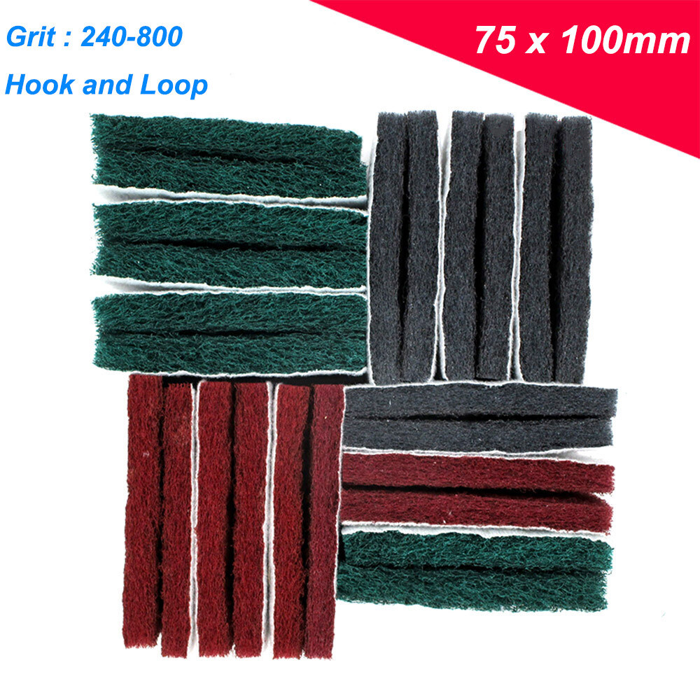 75x100mm Scour Scouring Pads Grit 240-800 Hook & Loop Cleaning Scrubber Polished
