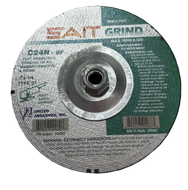 SAIT 7″ x 1/4″ x 5/8-11 Masonry Grinding Wheel C24N-BF USA Made