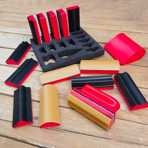 16-Piece Hand Sanding Block Set – Contoured Profile, Hook & Loop, Assorted Shape