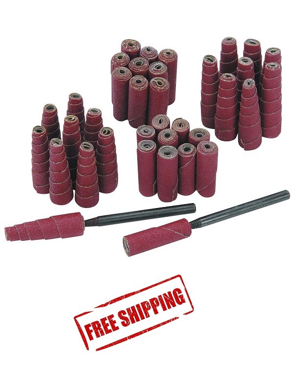 Abrasive Sanding Cartridge Spiral Roll Cone Cylinder Shaped Sander (52 Pc) Set