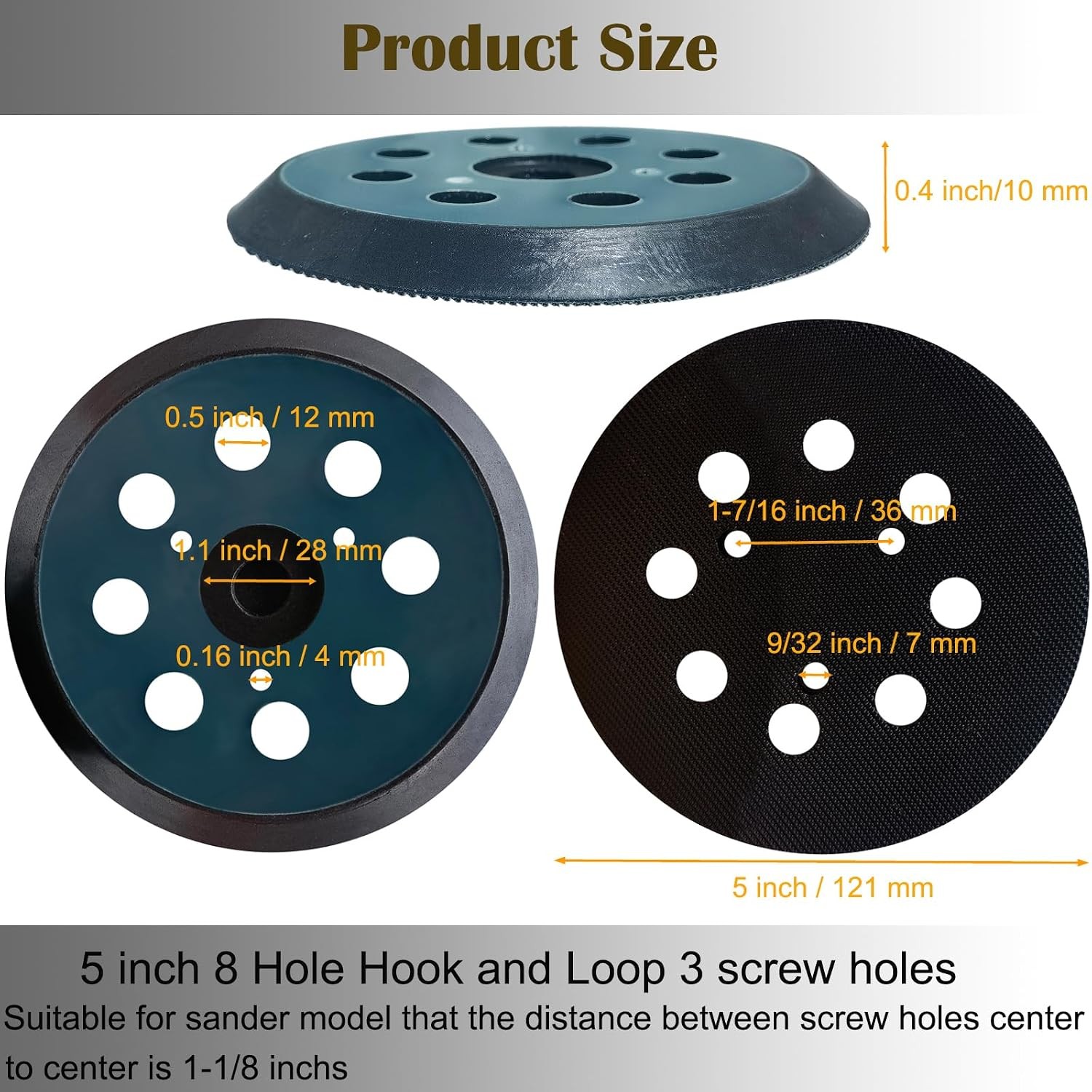 5 Inch 8 Hole Sander Pad Replacement Set for Porter Cable 343 343k 390 390