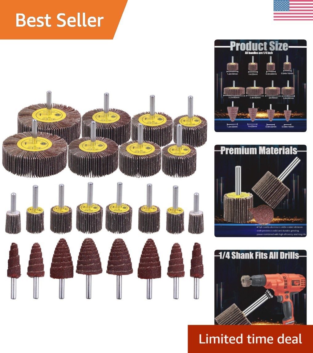 Versatile 24 Pcs 1/4” Shank Abrasive Flap Wheels for Efficient Rust Removal