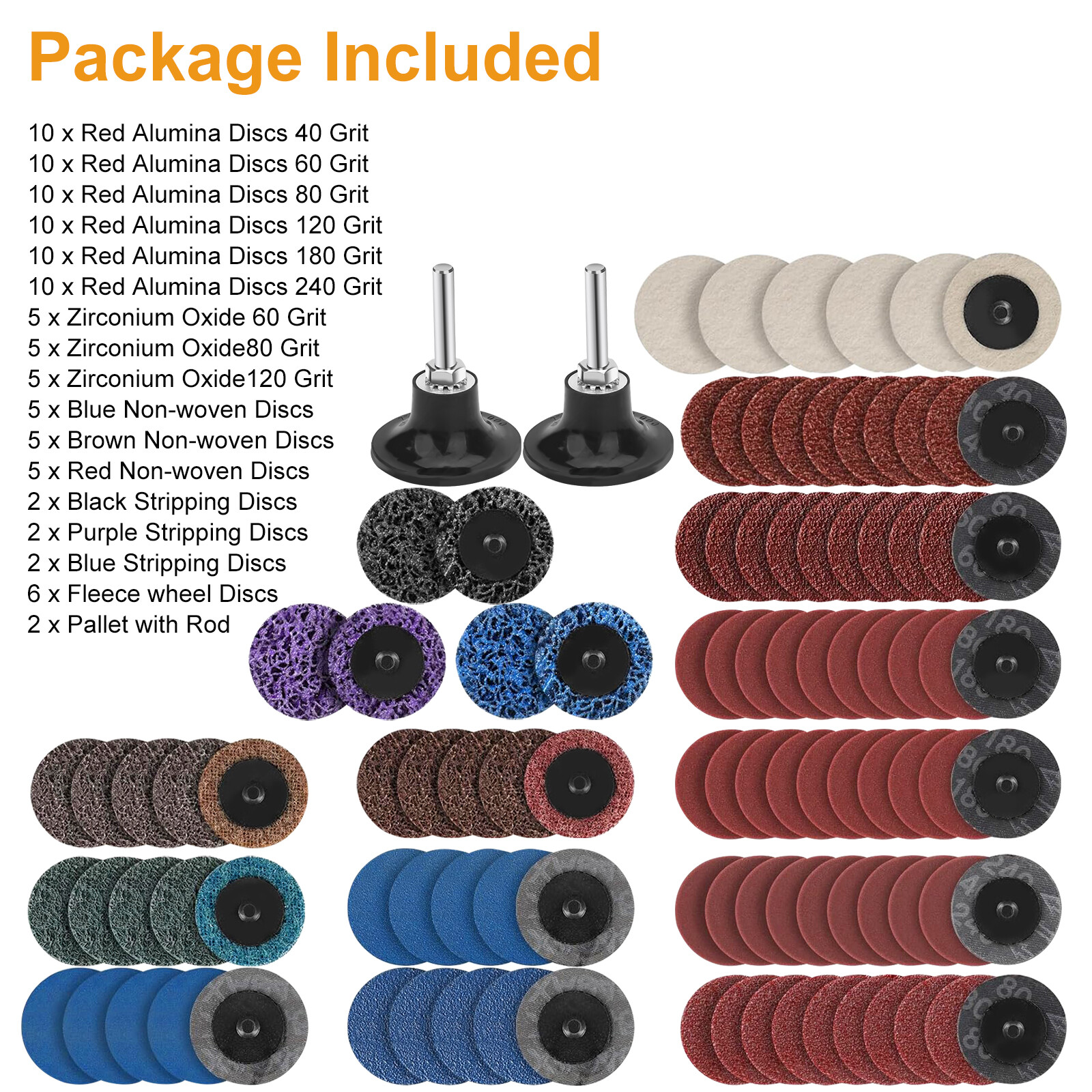 104x 2″ Roll Lock Sanding Discs Die Grinder Quick Change Disc Set W/ 1/4 Holder