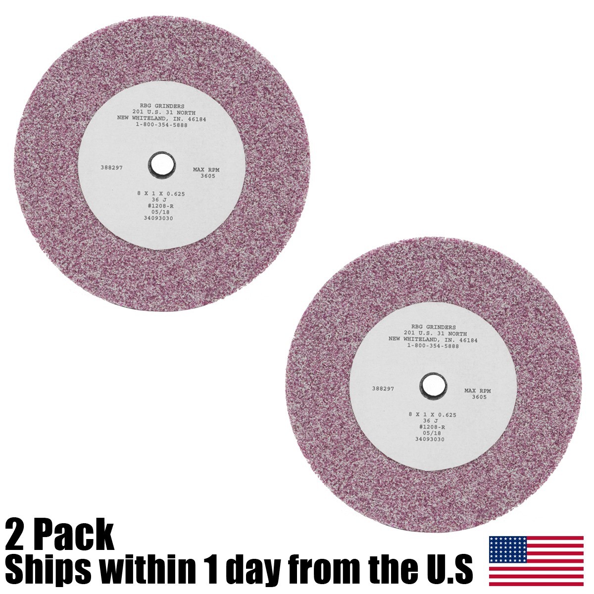 2PK RBG 1208 Lawn Mower Blade Grinding Wheel 567911 36 Grit 8″ Sharpening Stone