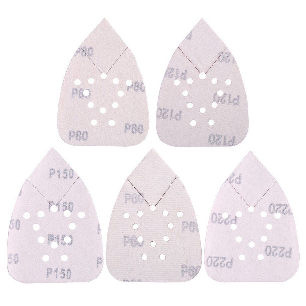 50x 12 Holes 60-220 Grit 95mm Triangle Sanding Discs Sheet Mouse Sandpaper Pads