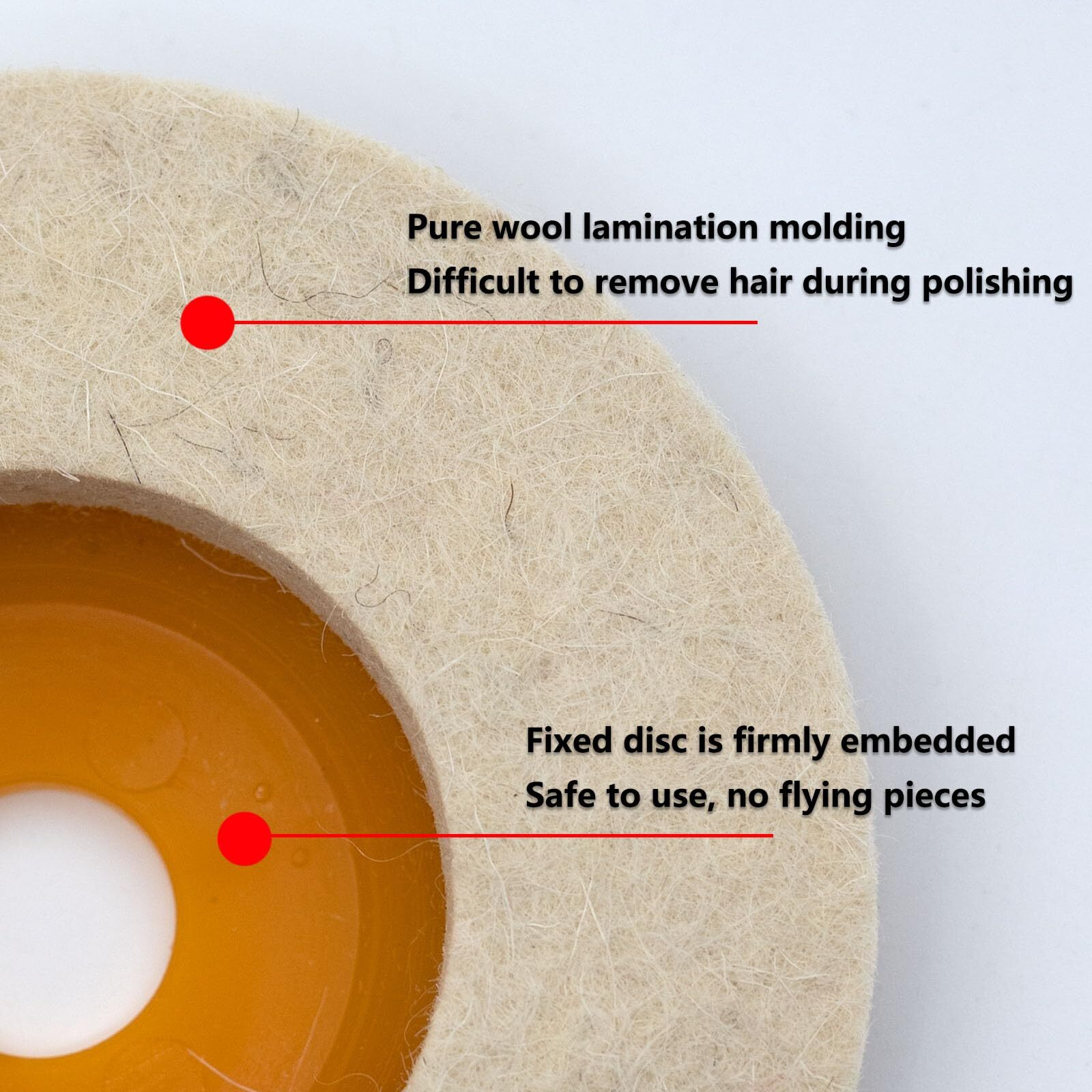 5 Pcs 4.5 Inch Wool Felt Polishing Wheel Discwool Polishing Wheel Disc For 7/8 I