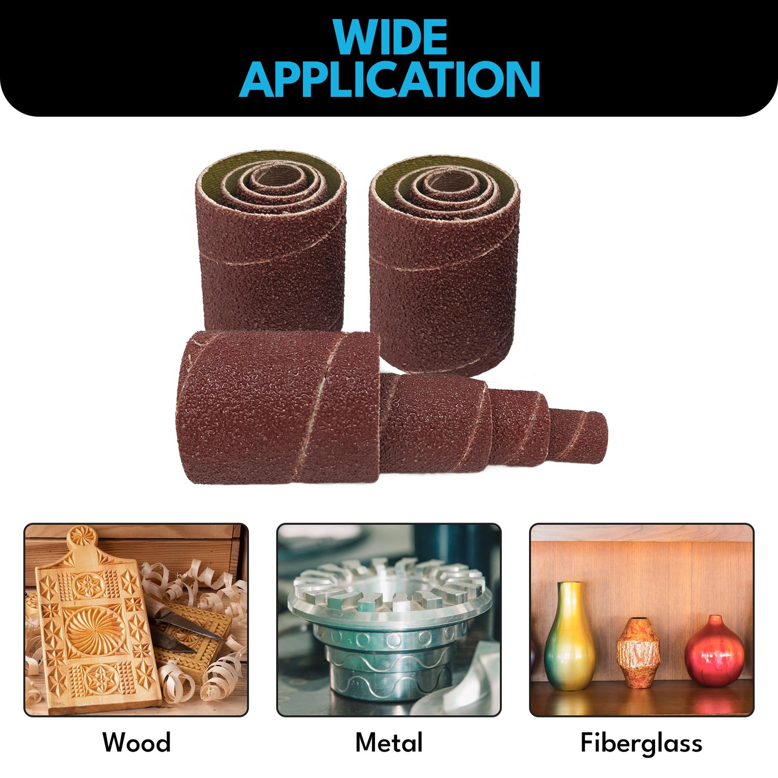 12 Pcs Spindle Sanding Sleeve 2 Inch Long 60 80 120 Grit Replacement