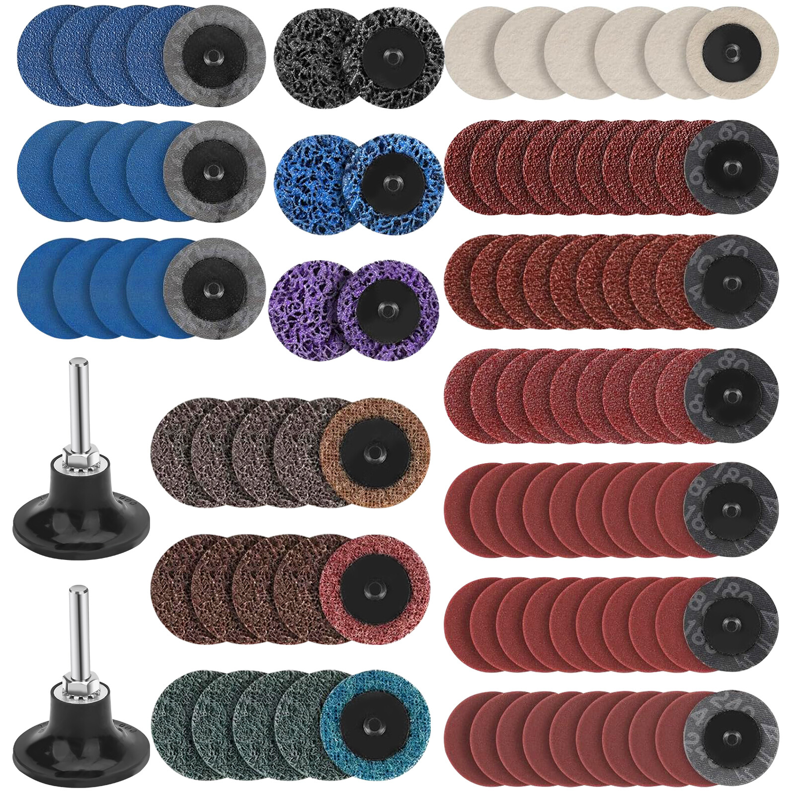 104Pcs 2 Inch Sanding Disc 1/4 inch Holder Set for Drill Die Grinder Accessories