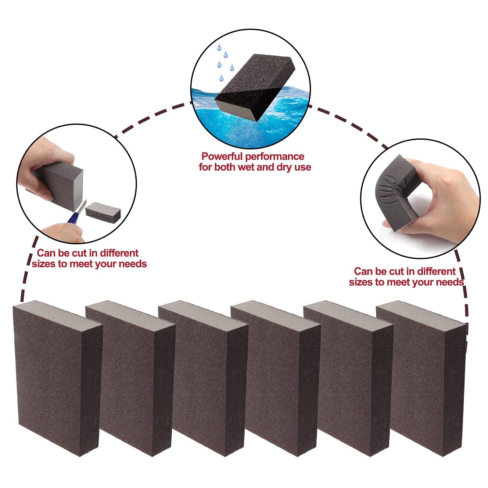 Sanding Block Sponge 180 Grit Fine Wet Dry Foam Sandpaper Washable 12 PCS