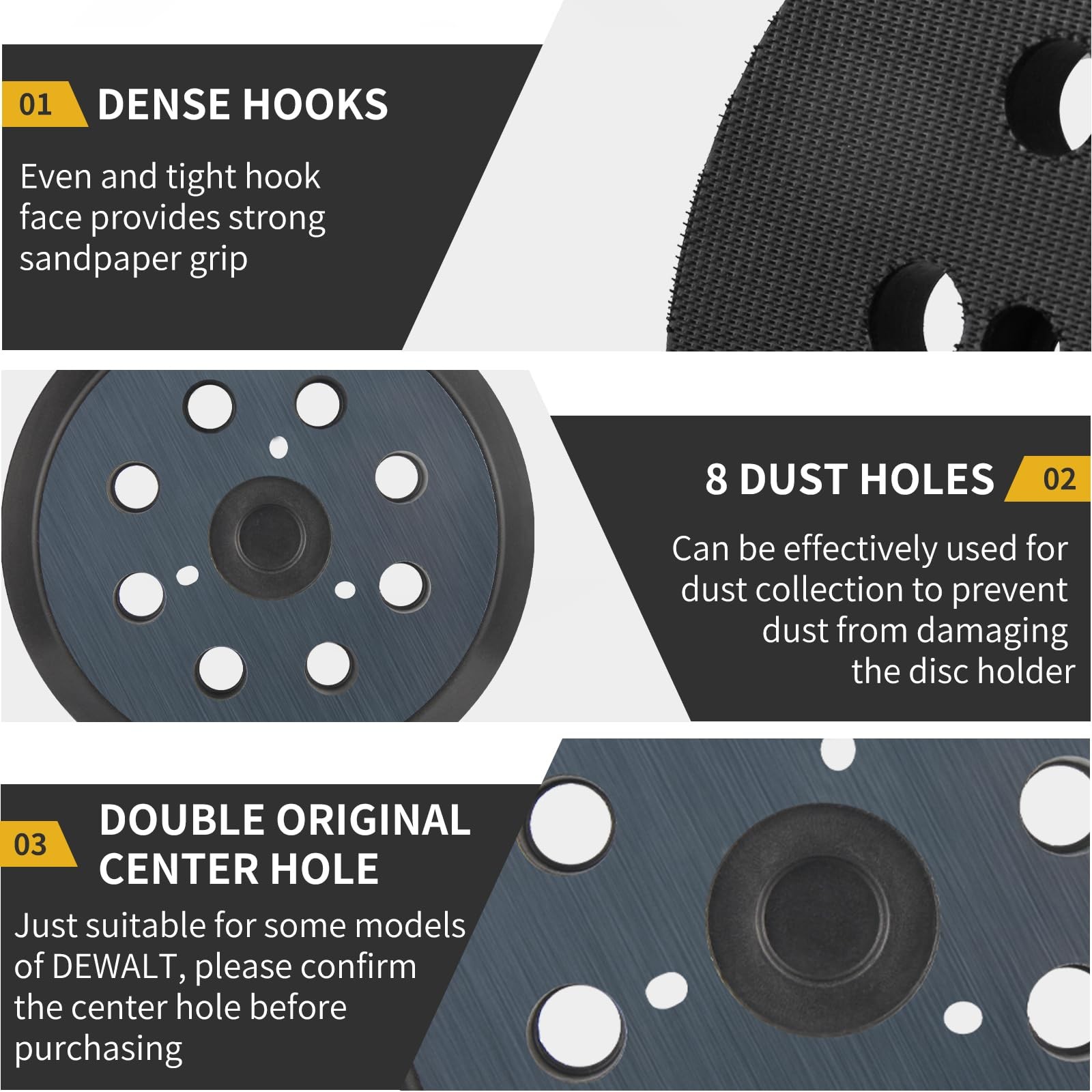 5 Inch Sander Pads Replacement Hook Loop 8 Hole For Orbital Sanders 2 Pack