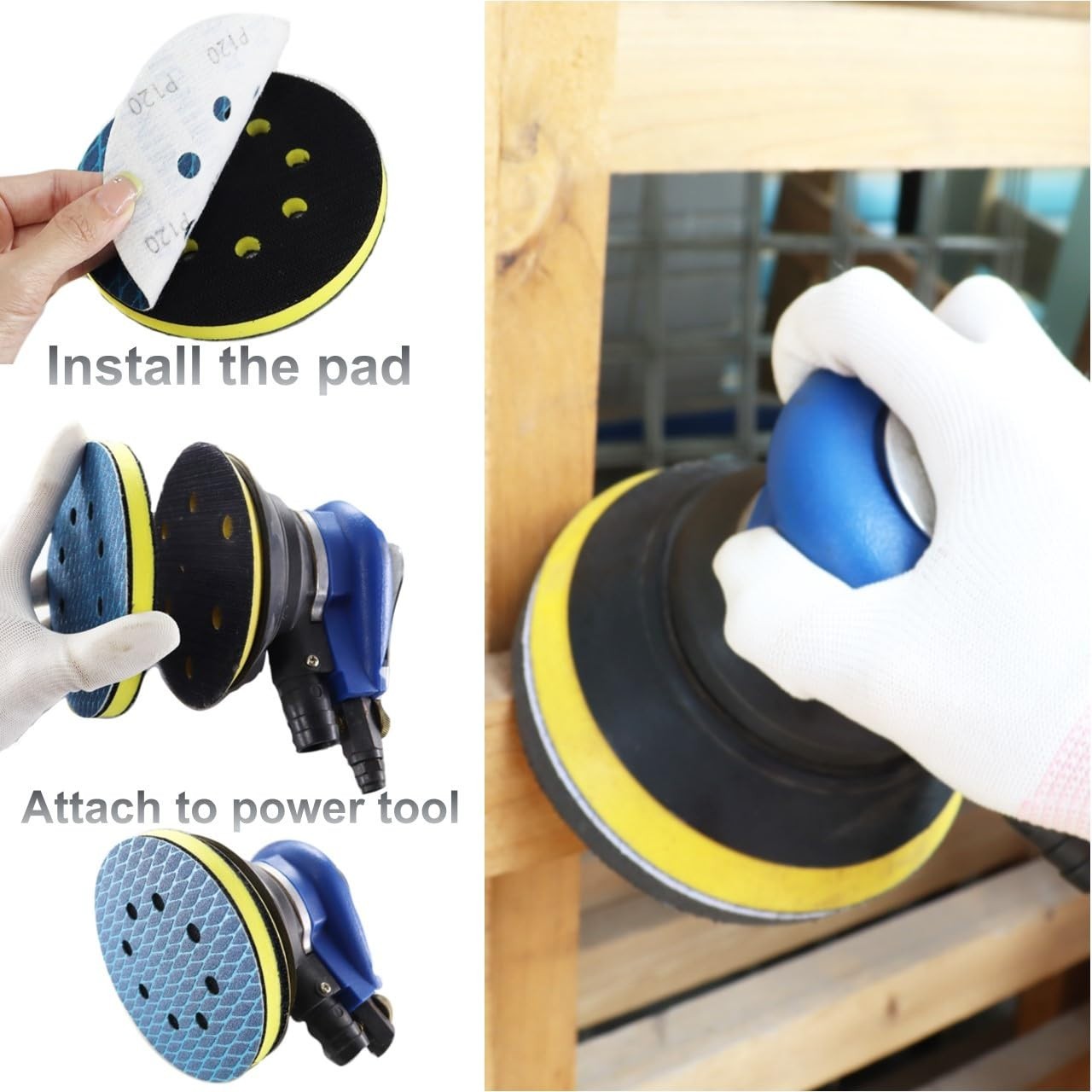 2 Pcs 5 Inch 8 Holes Soft Foam Interface Pad Hook and Loop Sponge Cushion Buffer