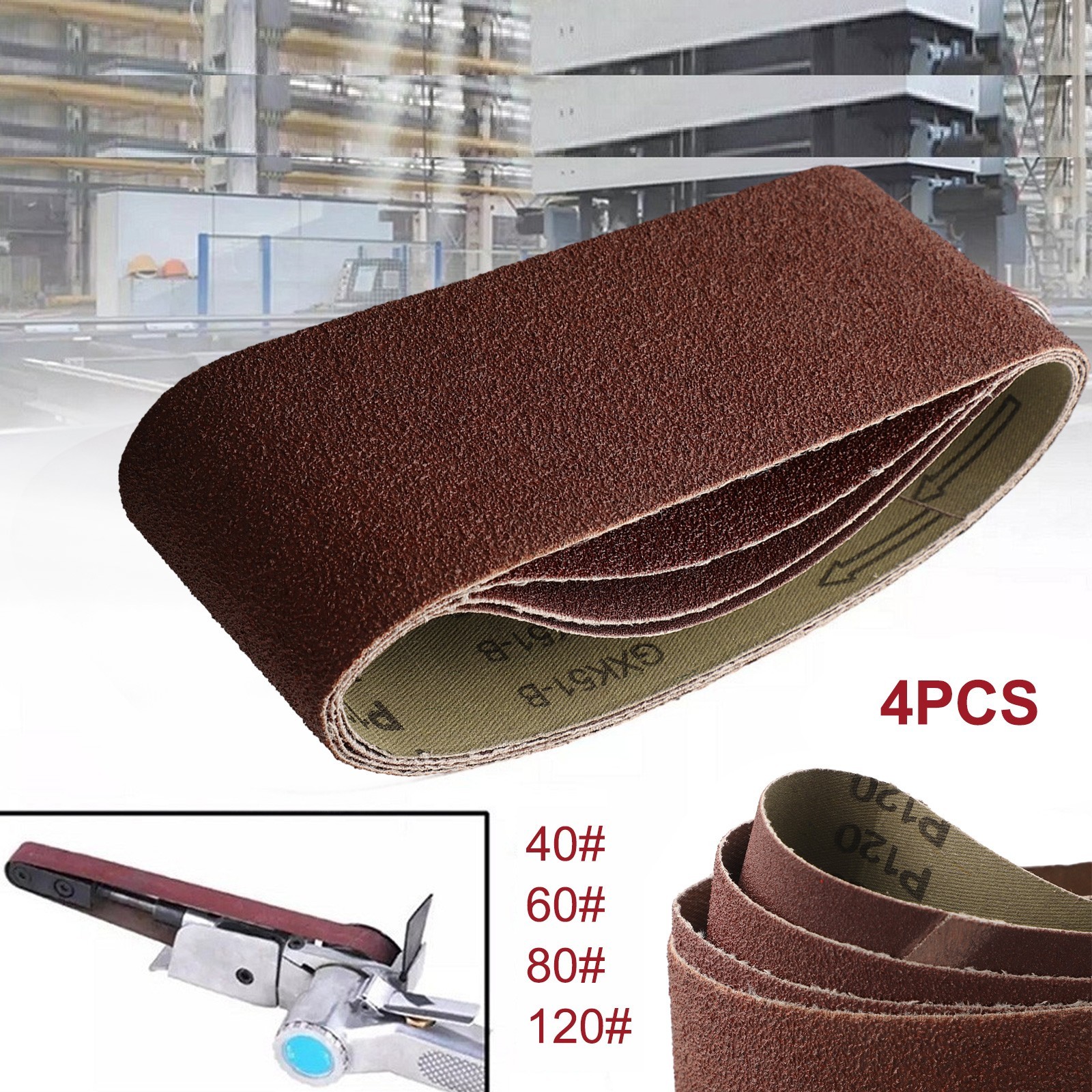 4Pcs 75x457mm 3inx18in Sanding Belts Mixed 40 60 80 120 Grit Sander Power Tools