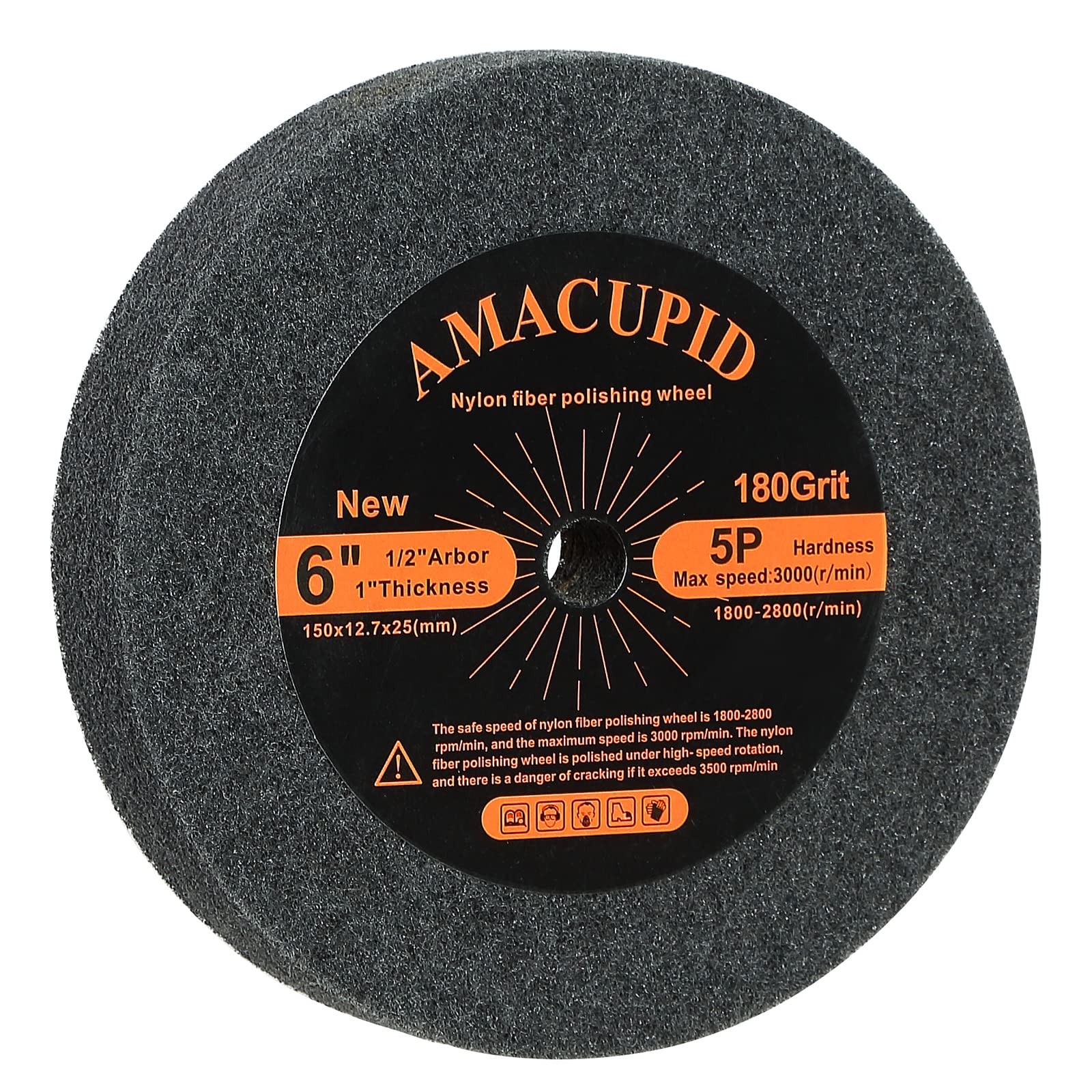 Amacupid Nylon Fibre Brushed Buffing Wheels 6 inch 5P Hardness. for Bench Grind
