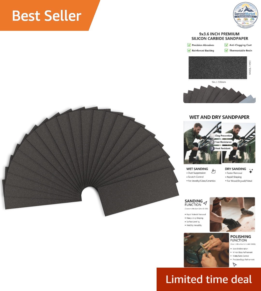 400 Grit Sandpaper, Wet Dry Sand Paper 9 x 3.6 Inch, 21 Sheets
