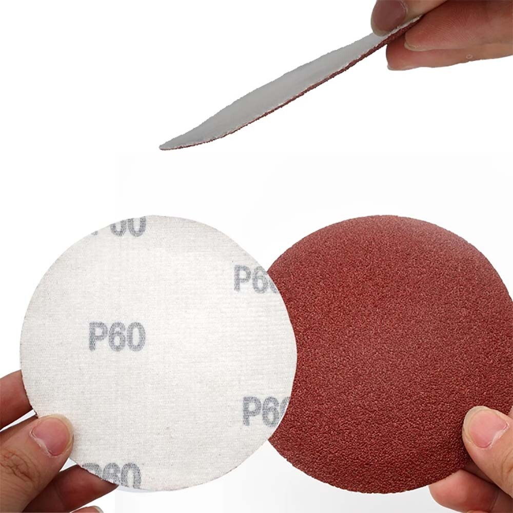 125mm/5″ Dry Sanding Disc Pads Hook & Loop Orbital Red Sandpaper 40#-2000# Grit