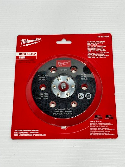 Milwaukee 49-36-2584 6″ Hook and Loop Sander Backing Pad – Firm