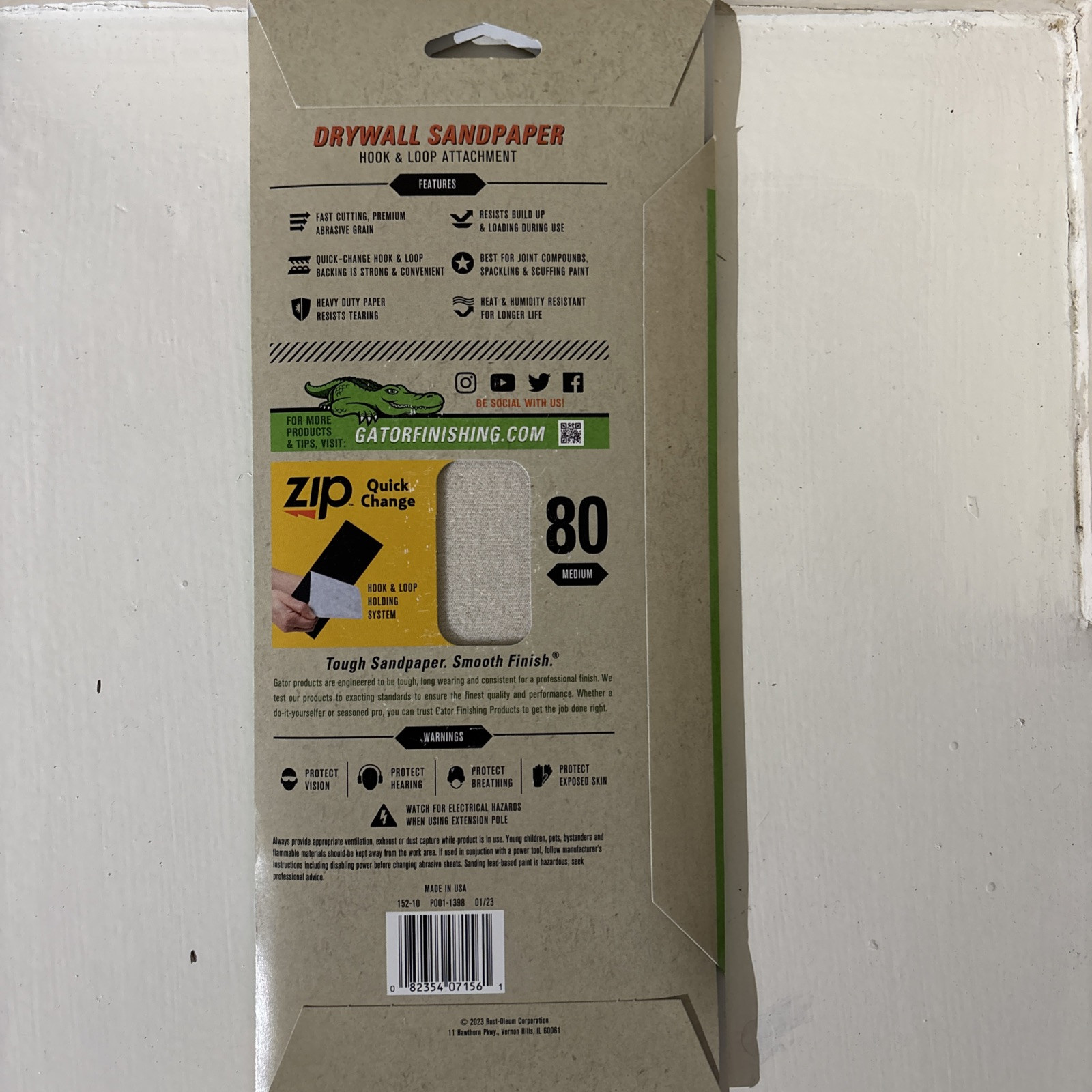 Gator Hook and Loop Drywall Sandpaper Medium 80 -Grit Sheet Sandpaper 4.5-Inches