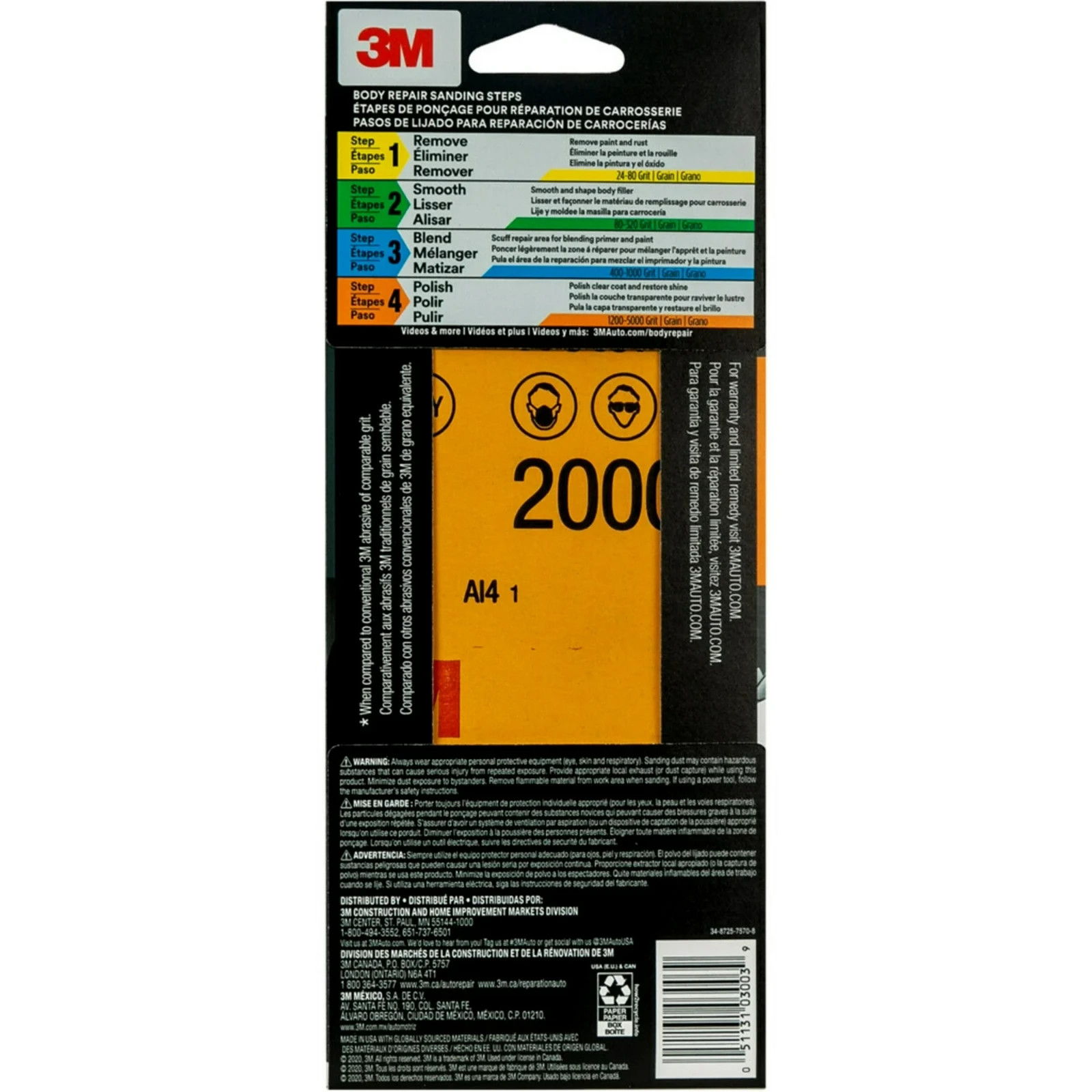3M Wetordry Sandpaper, 3 2/3 in x 9 in, 2000 Grit, 5-Pack