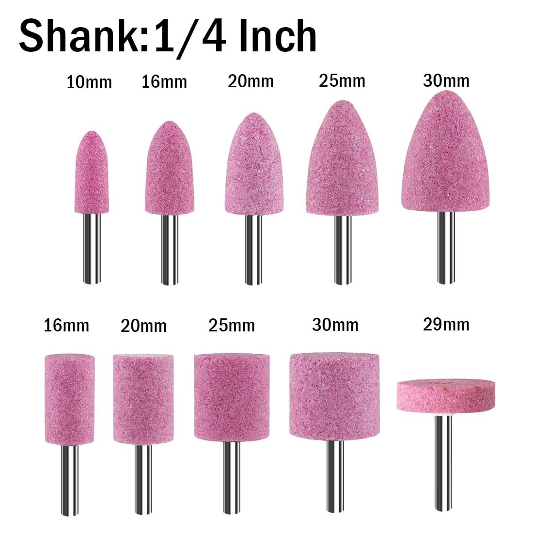 10 PCS 1/4 Inch Shank Abrasive Mounted Grinding Stone Bit Metal Tool Kit Kit