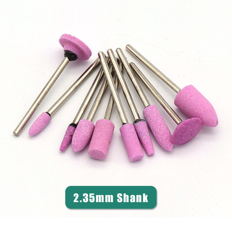 2.35mm Shank Red Corundum Grinding Head Burr Drill Bits Polishing For Ceramic