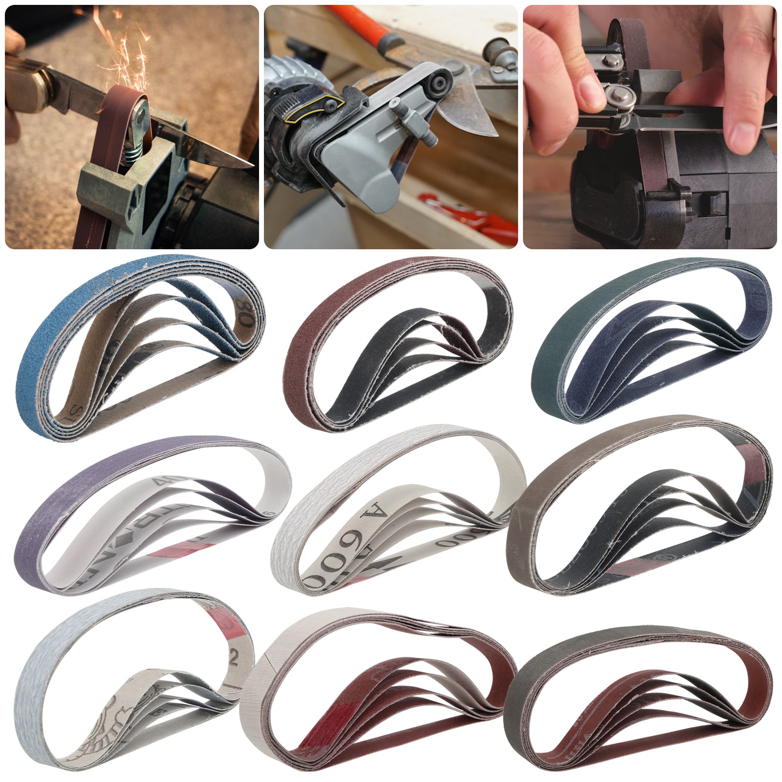 45pcs 1/2″ X 12″ Sharpening Belt 80-5000 Grit Sanding Belt for Work Sharp Knife