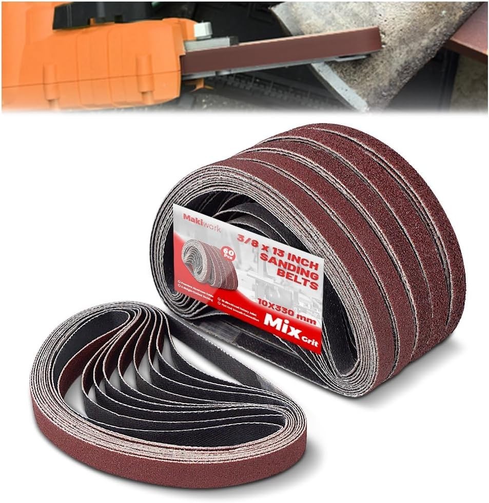3/8 x 13 Inch 10 x 330 mm Sanding Belts Set – 60-Pack with 40/60/80/120/150/2…