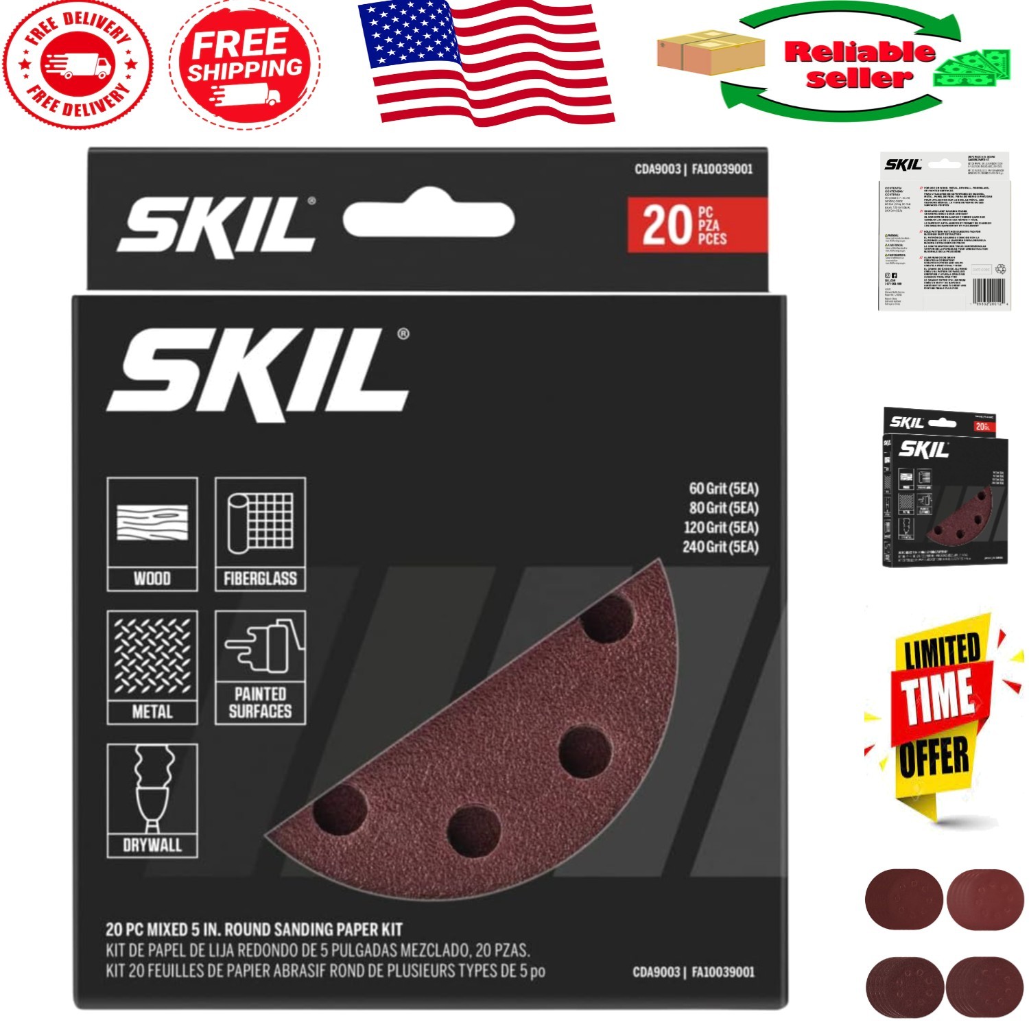 Complete 20-Piece 5-Inch Sanding Kit – Coarse to Fine Grits for Total Control