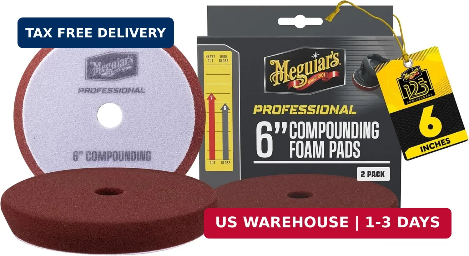 Meguiar’s 6″ Foam Pad 2 Pack Compound Polishing Pad Set