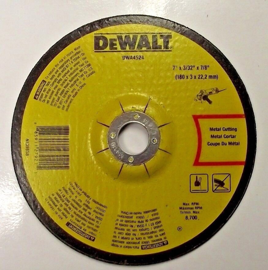 DEWALT DWA4524 7″ by 3/32″ x 7/8″ Metal Cutting Grinding Wheel 10 Pack