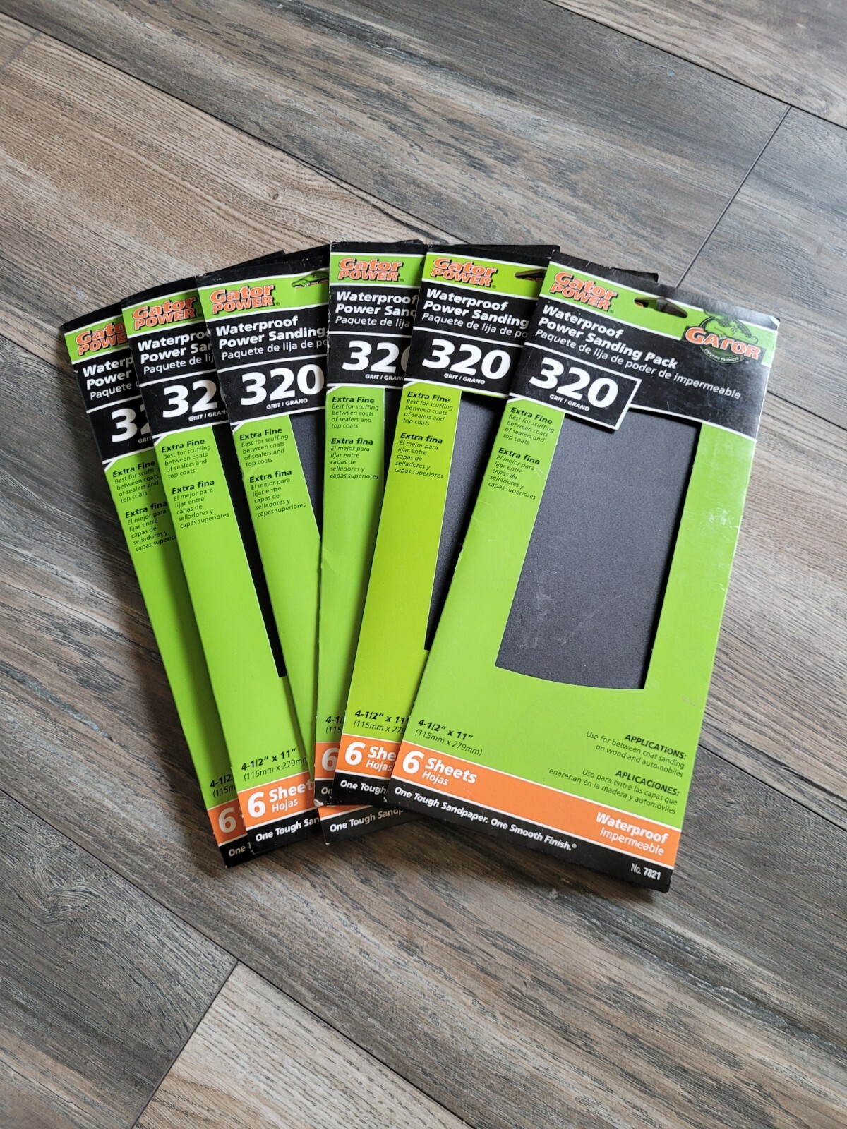 6x Gator Waterproof Power Sanding 6 Sheet Packs 320 Grit 4.5″ x 11″ No. 7821