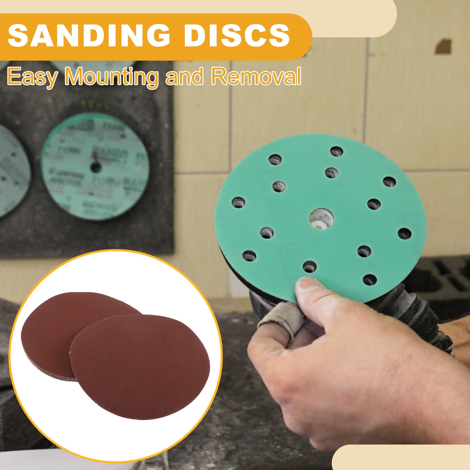10 Pcs 180Grit Universal Sanding Discs-Round Hook Loop Sandpaper-White Paper Red