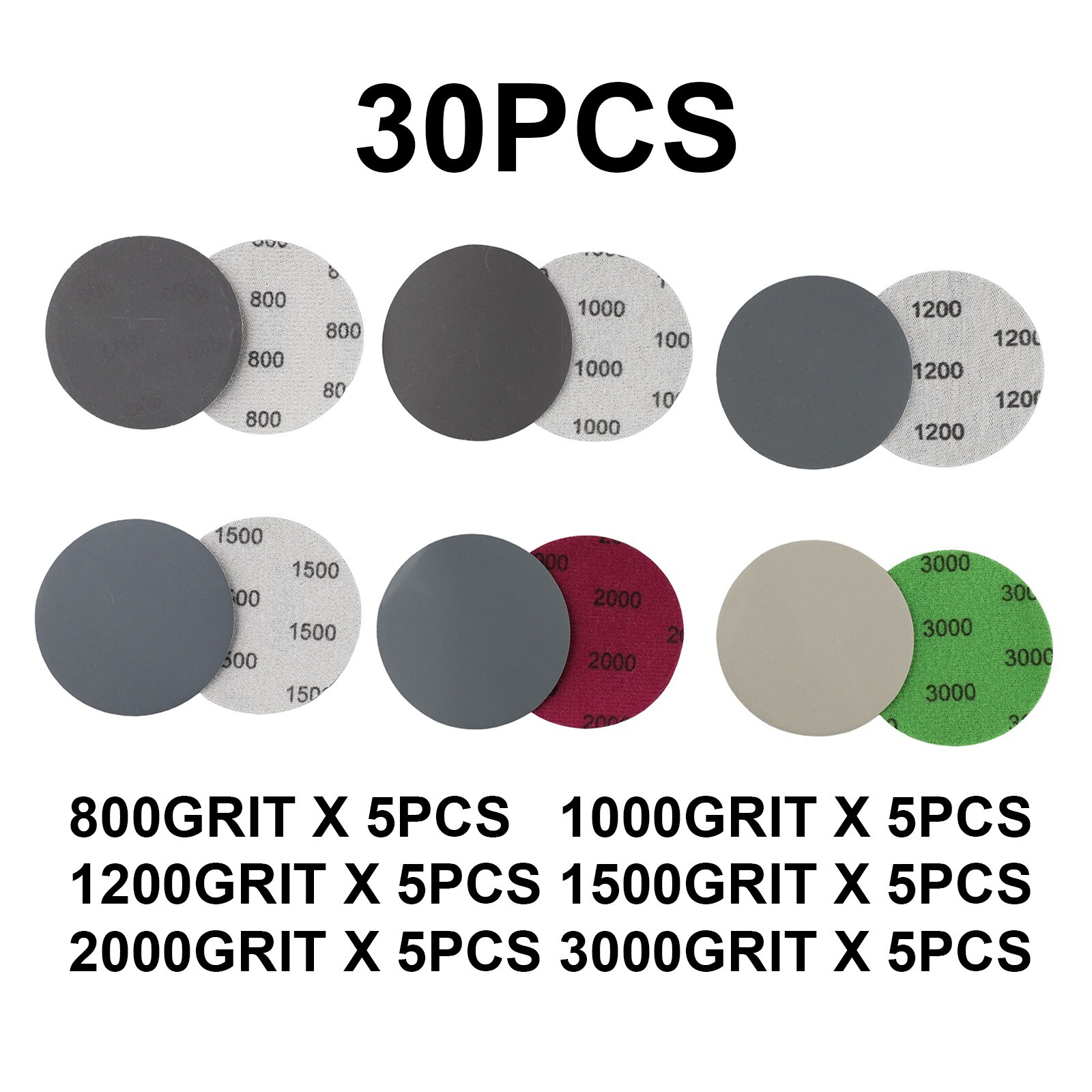 Sandpaper Sandpaper 800-3000 Grit Discs 800 1000 1200 1500 2000 3000 Grit New