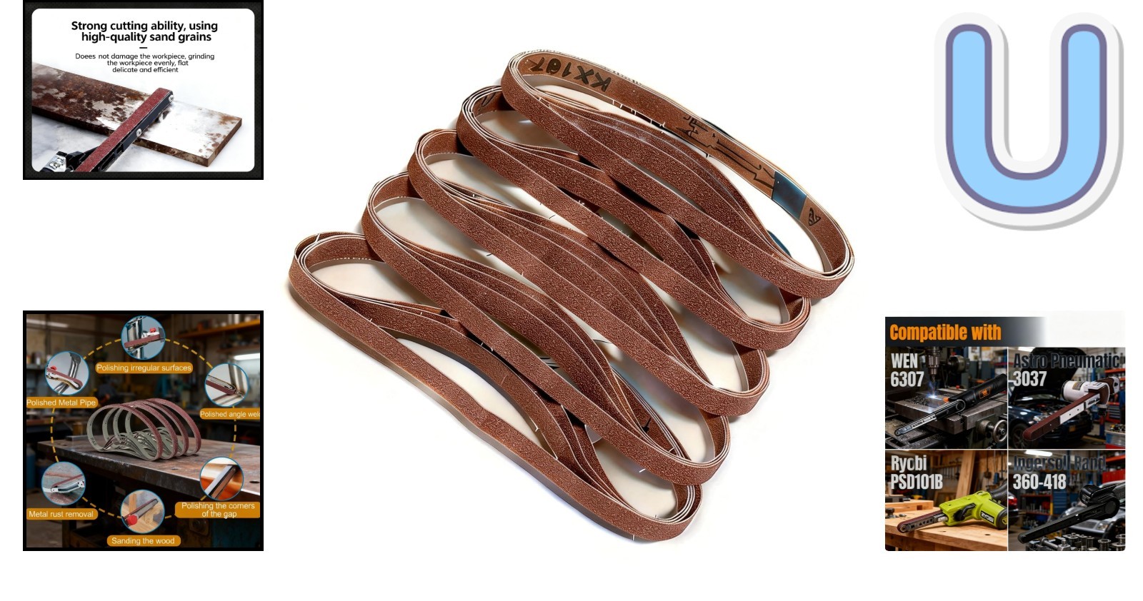 Efficient 20-Piece Sanding Belt Set 1/2 x 18 – Perfect for Wood & Metal Projects